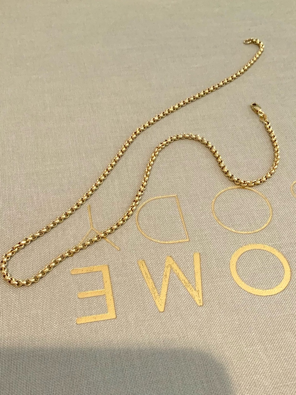 14k Solid Gold Rolo Link Necklace 16 Inch - Picture 5 of 8